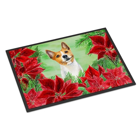 Carolines Treasures Basenji Poinsettas Indoor or Outdoor Mat, 24 x 36 in. CK1340JMAT